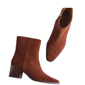 Madewell The Ardin Ankle Boot Brown Suede, Tapered Toe, Block Heel  9.5 NWOB